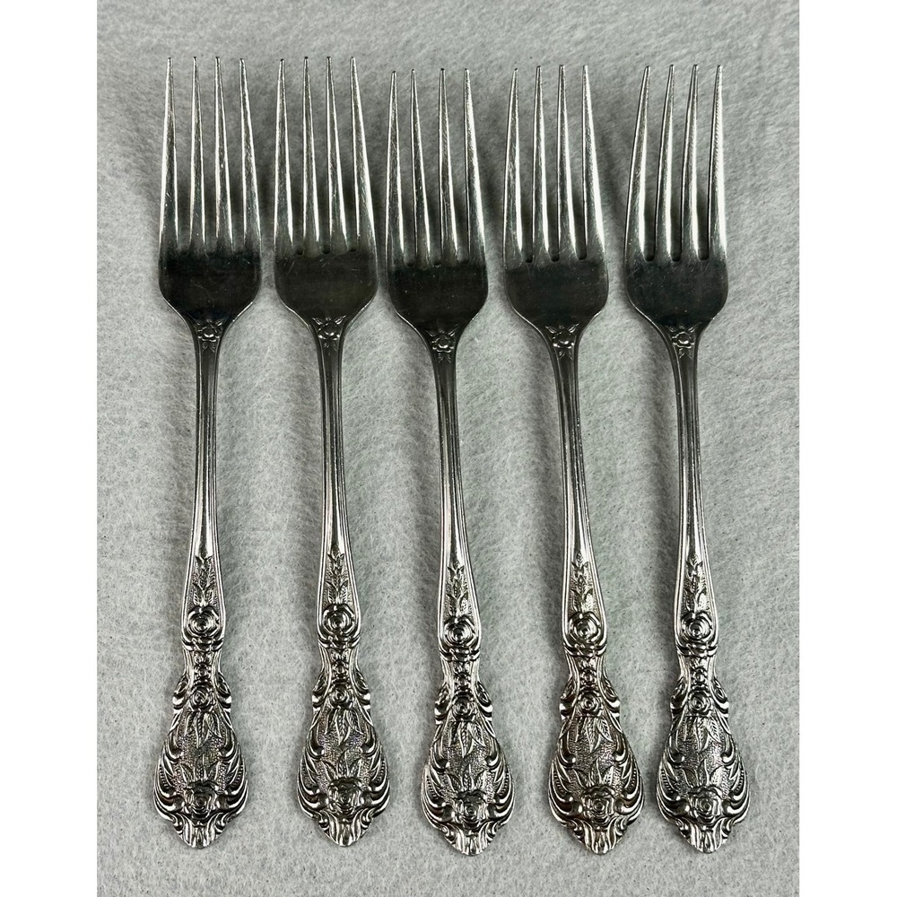 Lot of 4 ROSE Stainless Dinner Forks from Japan 7 1/4"